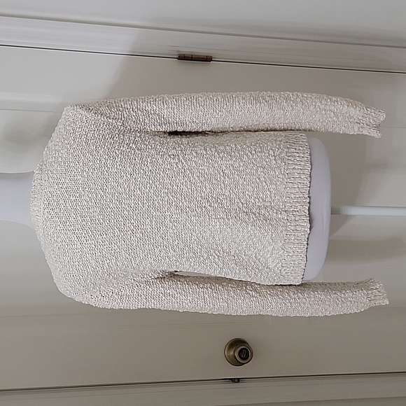 LOFT Outlet Size S Oatmeal Color Boucle, Knobby Open Cardigan, Gently Used Cond - Picture 3 of 10